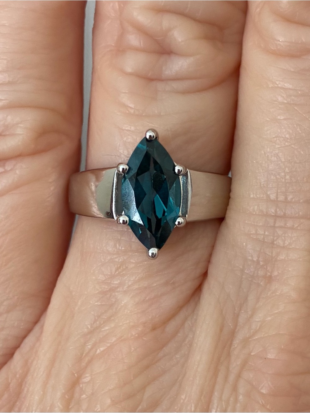 JTV Teal Spinel Marquise Solitaire Ring